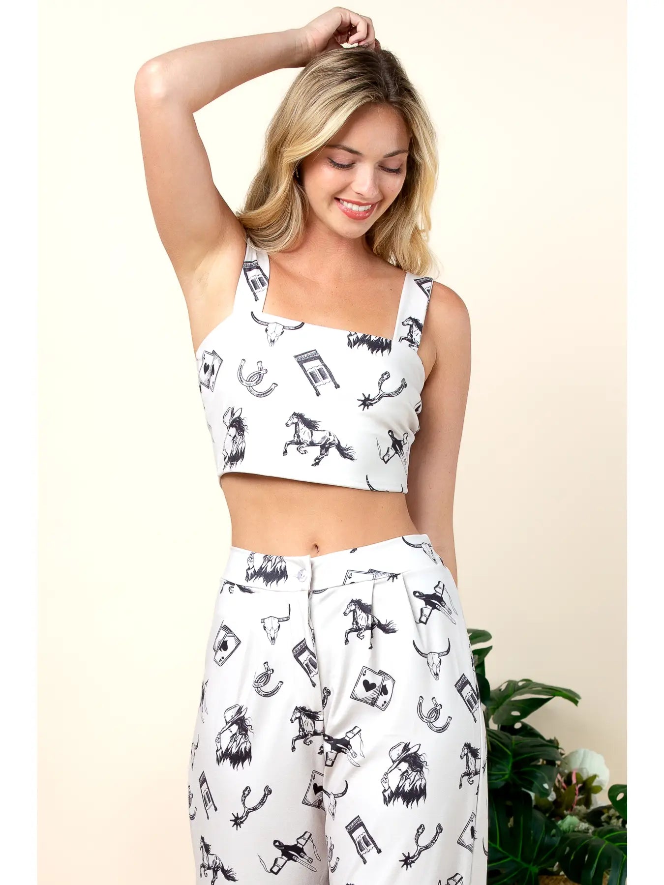 Myra Lucky Play Card Graphic Print Crop Top