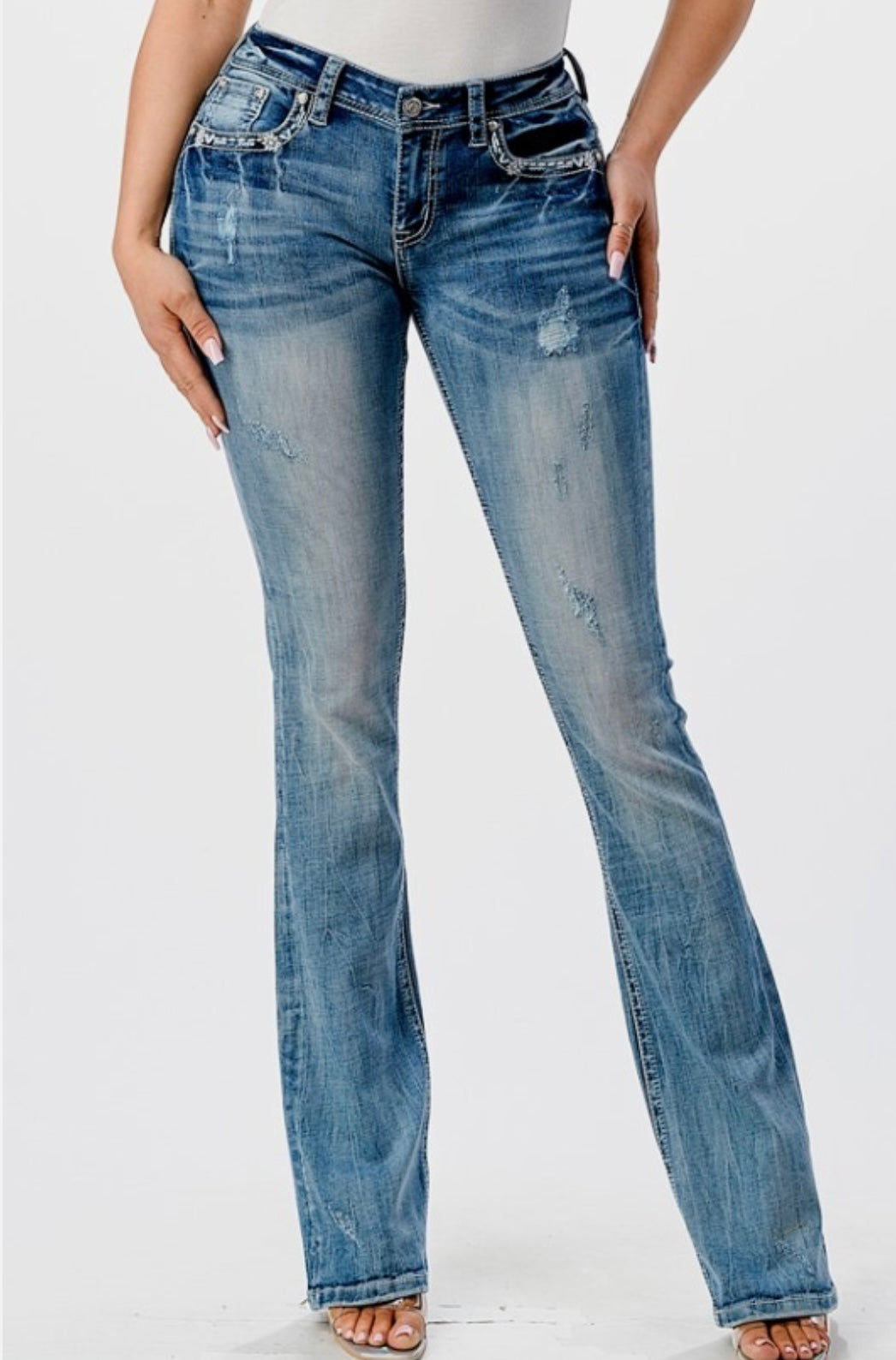 Grace in LA Aztec Mid Rise Boot Cut 34in Leg