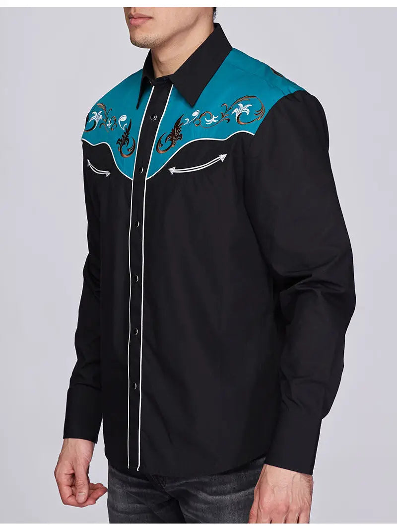 Rodeo Mens Western Embroidery Cowboy Outfit Shirts