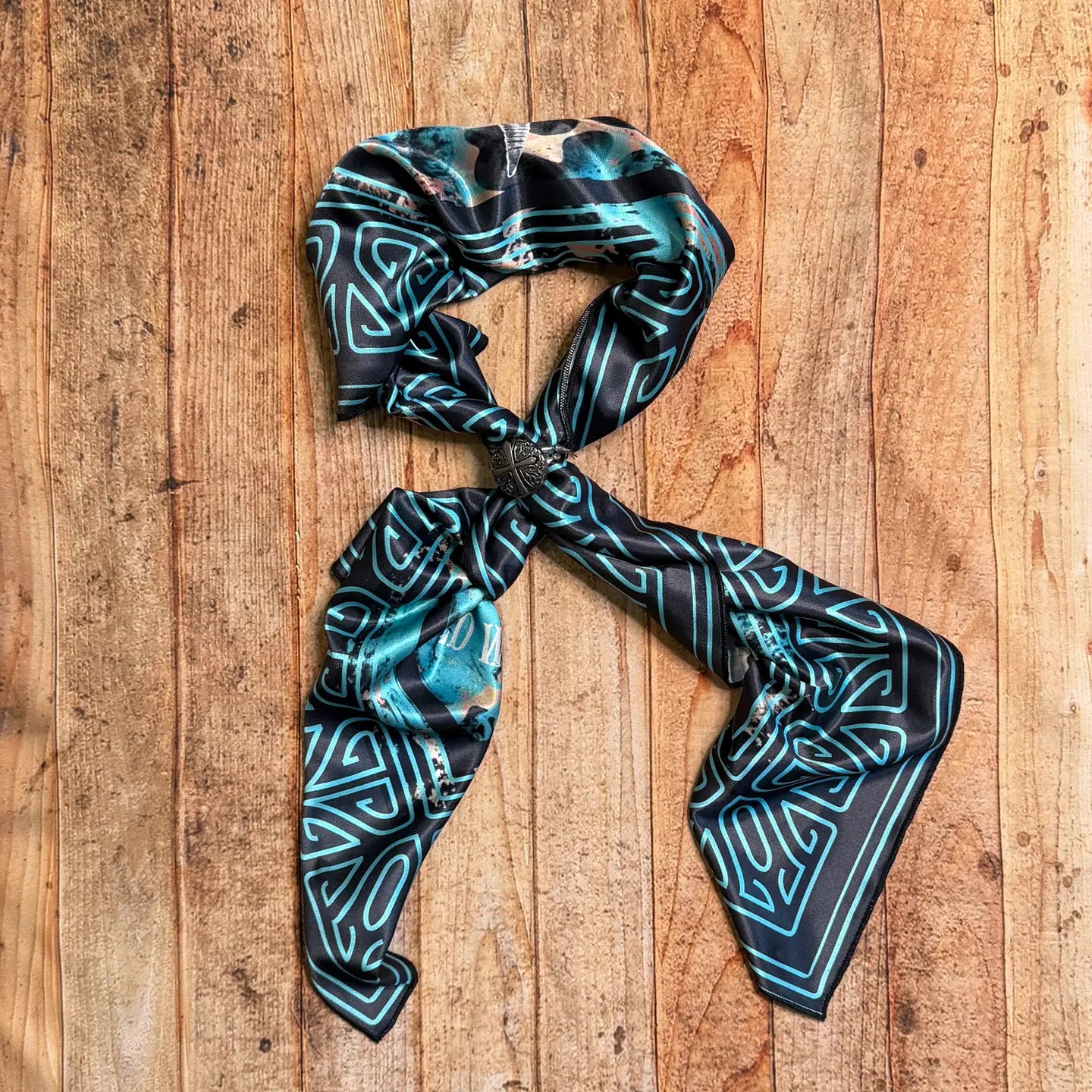 Western Longhonr Print Silk Scarf