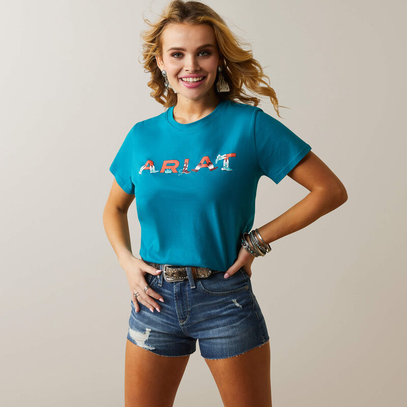 Ariat Wms REAL Boot Kickin Logo T Shirt Exotic Plume