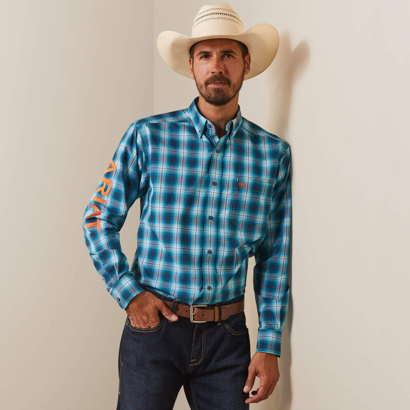 Ariat Mns Pro Series Team Sean Fitted LS Shirt Teal