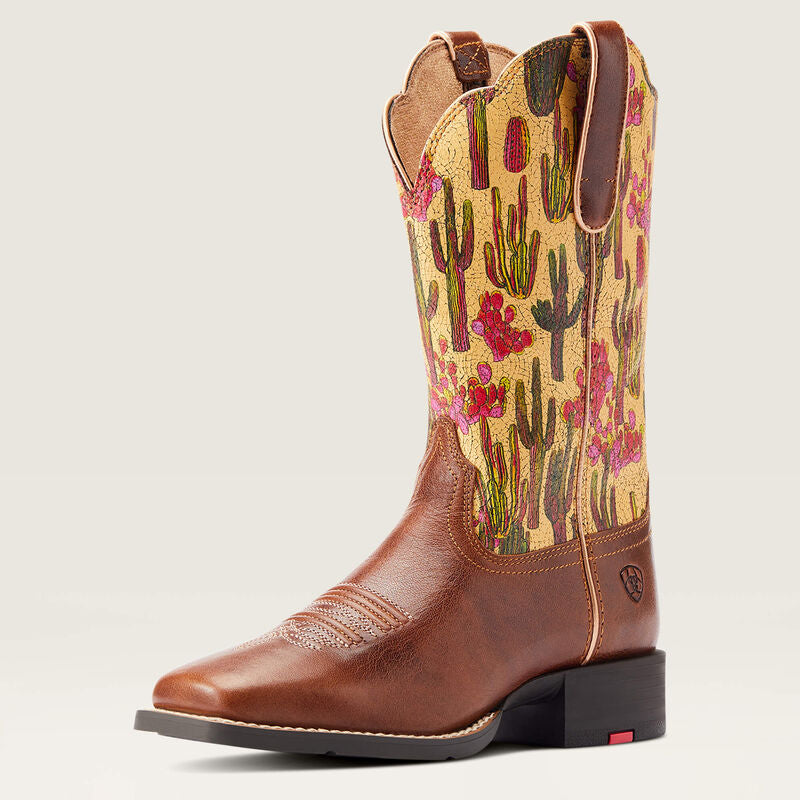 Ariat Wms Round Up Wide Square Toe Lioness/Washed Cacti - Clearance