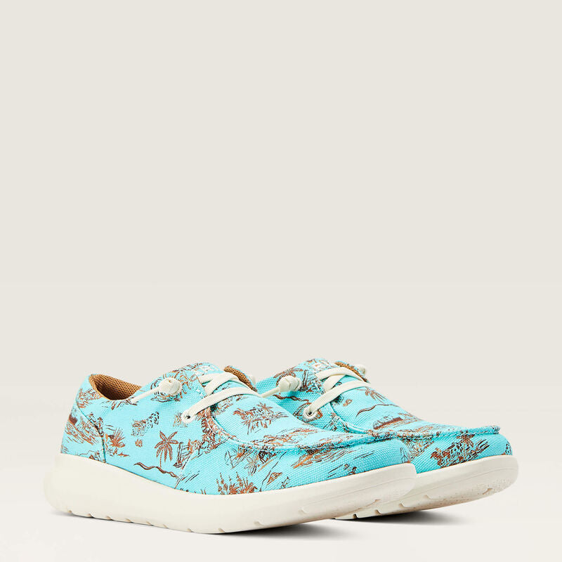 Ariat Wms Hilo Western Aloha Turquoise Paniolo Print - Mothers Day Sale