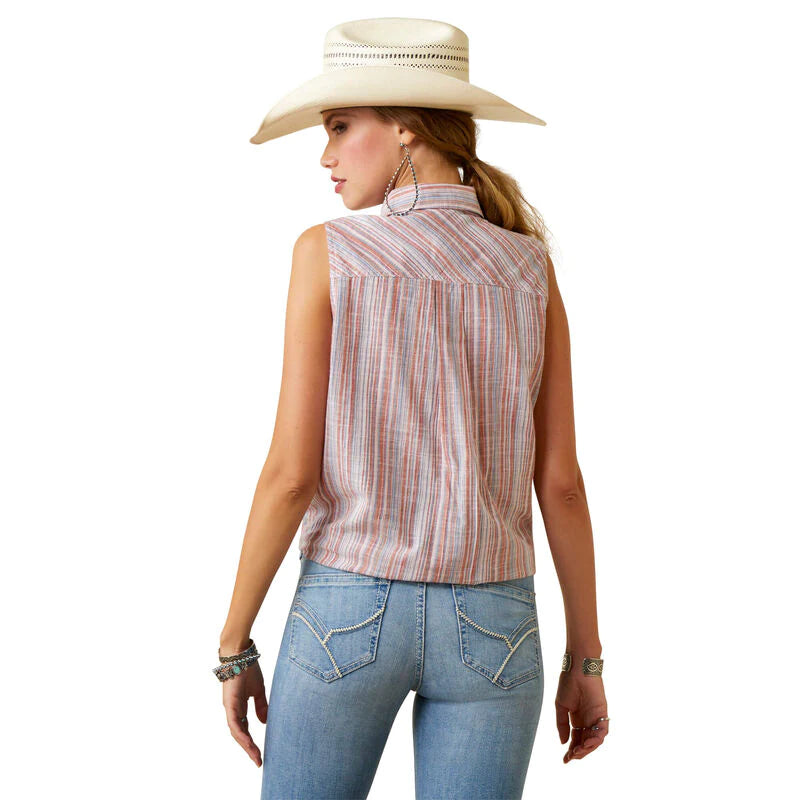 Ariat Wms REAL Billie Jean Sleeveless Shirt Slub Stripe - Mothers Day Sale