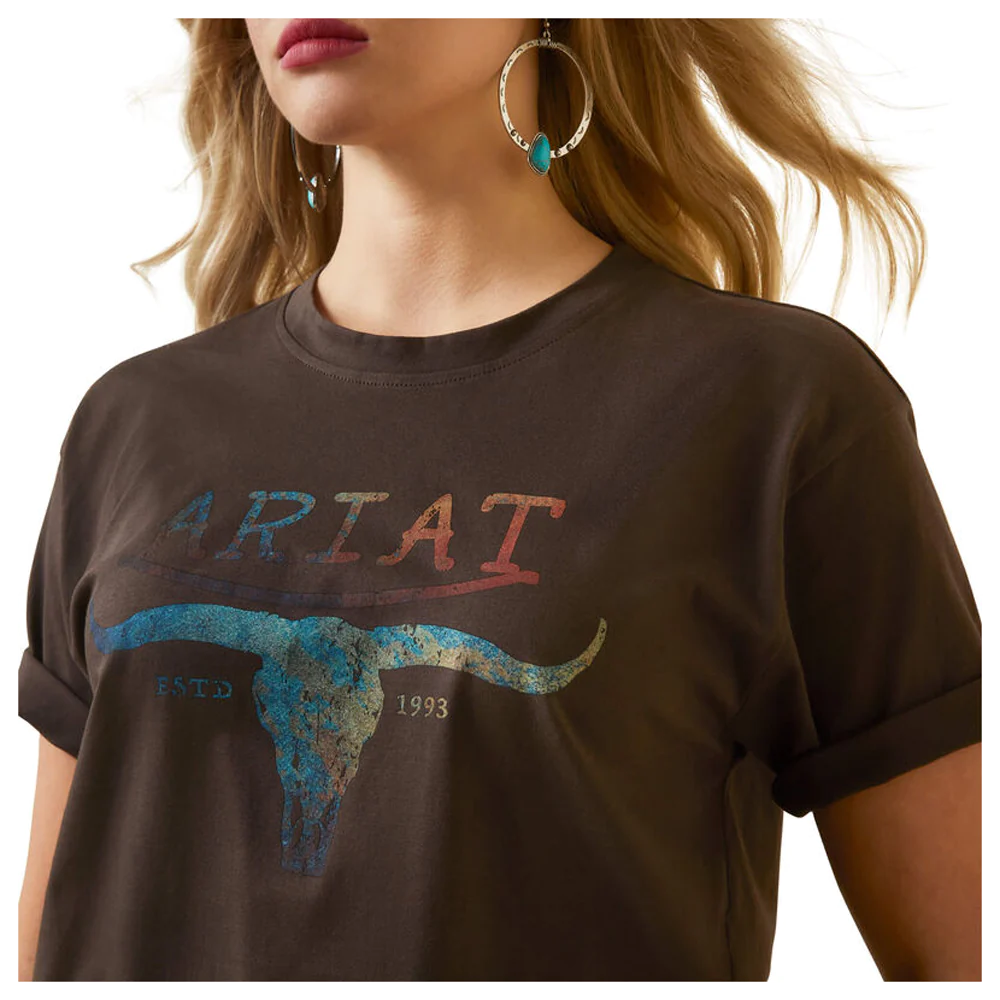 Ariat Wms Patina Steer SS Tee Washed Black