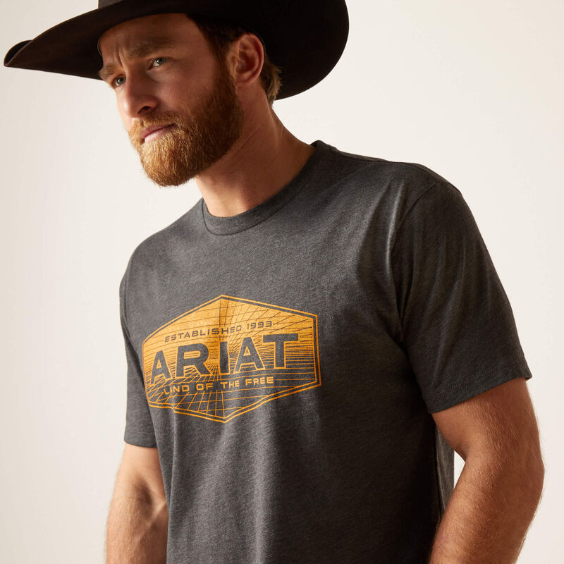 Ariat Mns Outline Circle SS T Shirt Charcoal Heather
