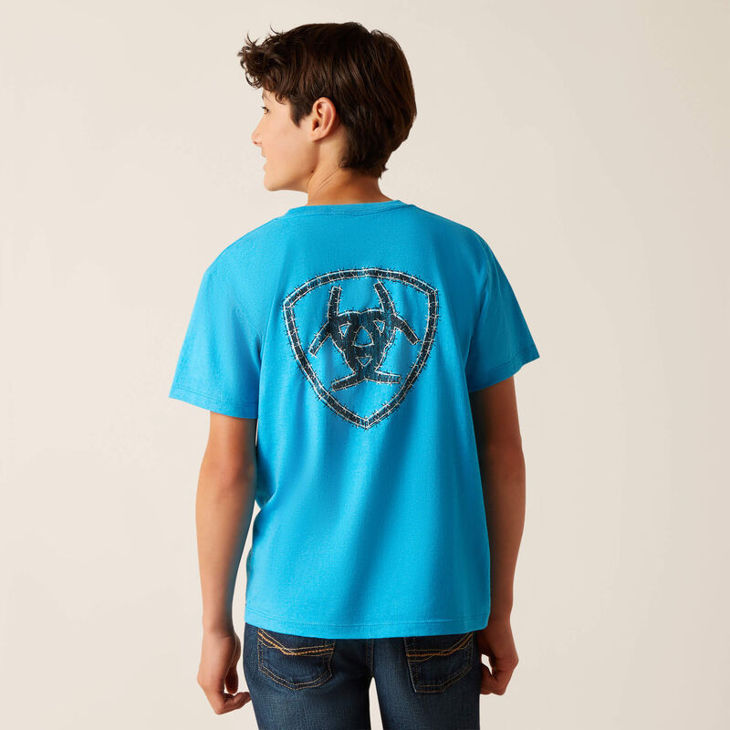 Ariat Bys Western Wire SS T Shirt Turquoise Heather