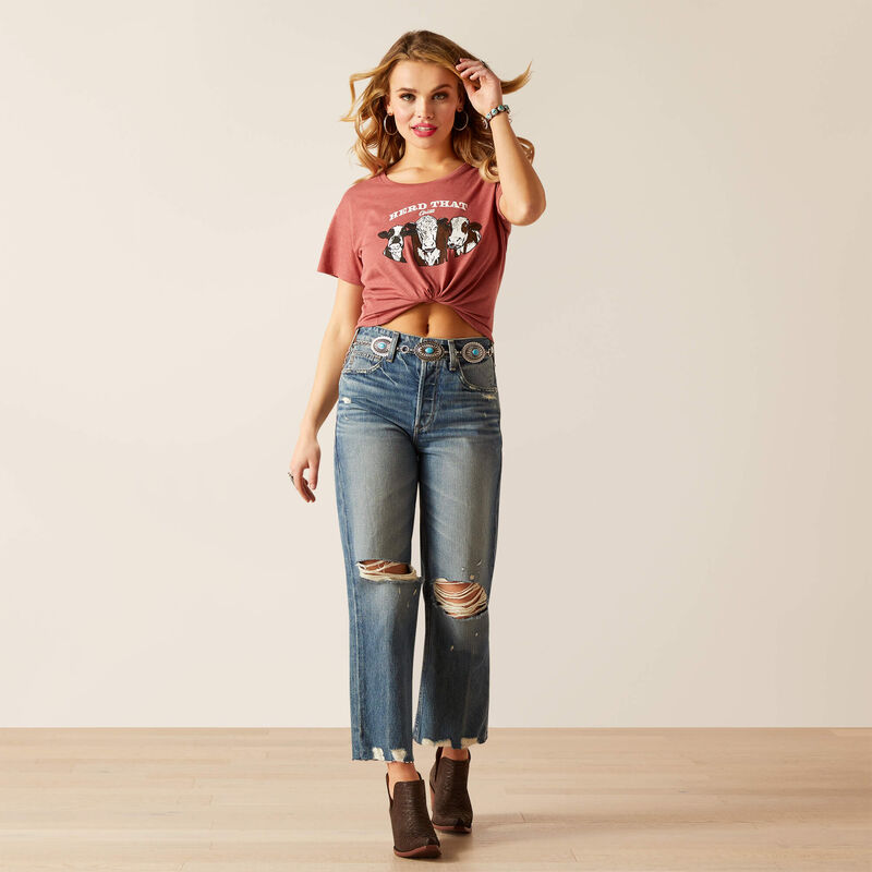 Ariat Wms Herd That SS T Shirt Red Clay Heather