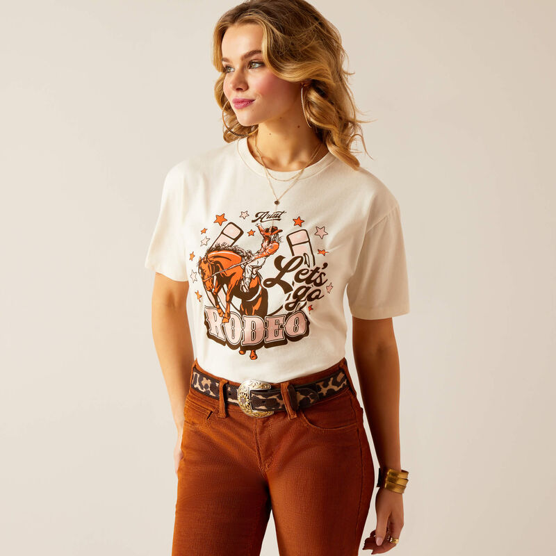 Ariat Wms Lets Rodeo SS T Shirt Off White