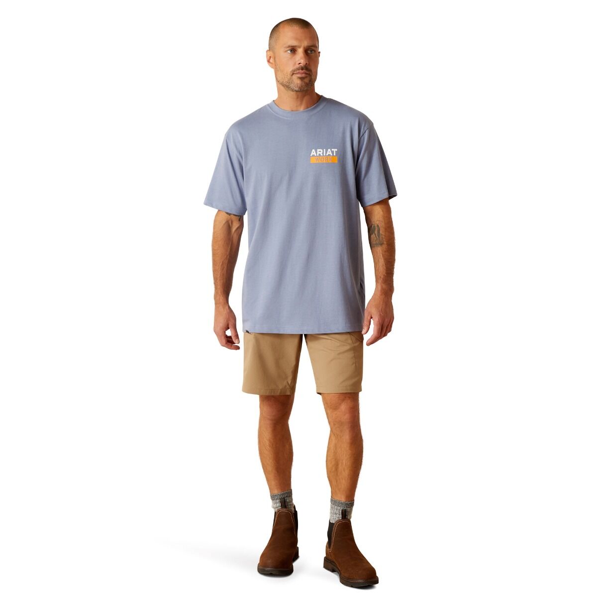 Arait Mns Rebar Cotton Strong Roughneck SS T Shirt Infinity Heather - Black Friday Sale