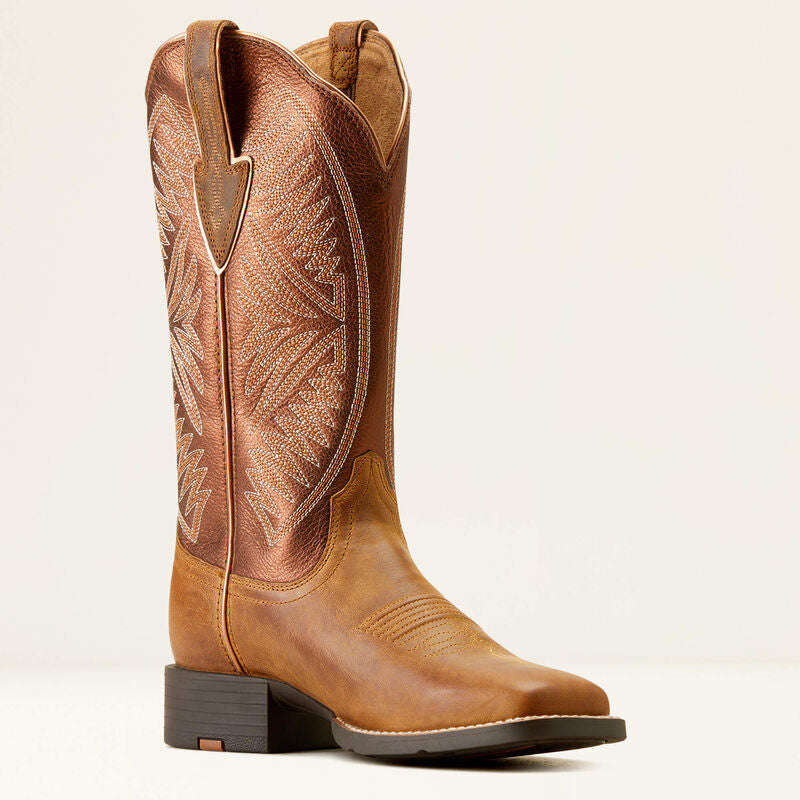 Ariat Wms Round Up Ruidoso Pearl/Burnished Chestnut