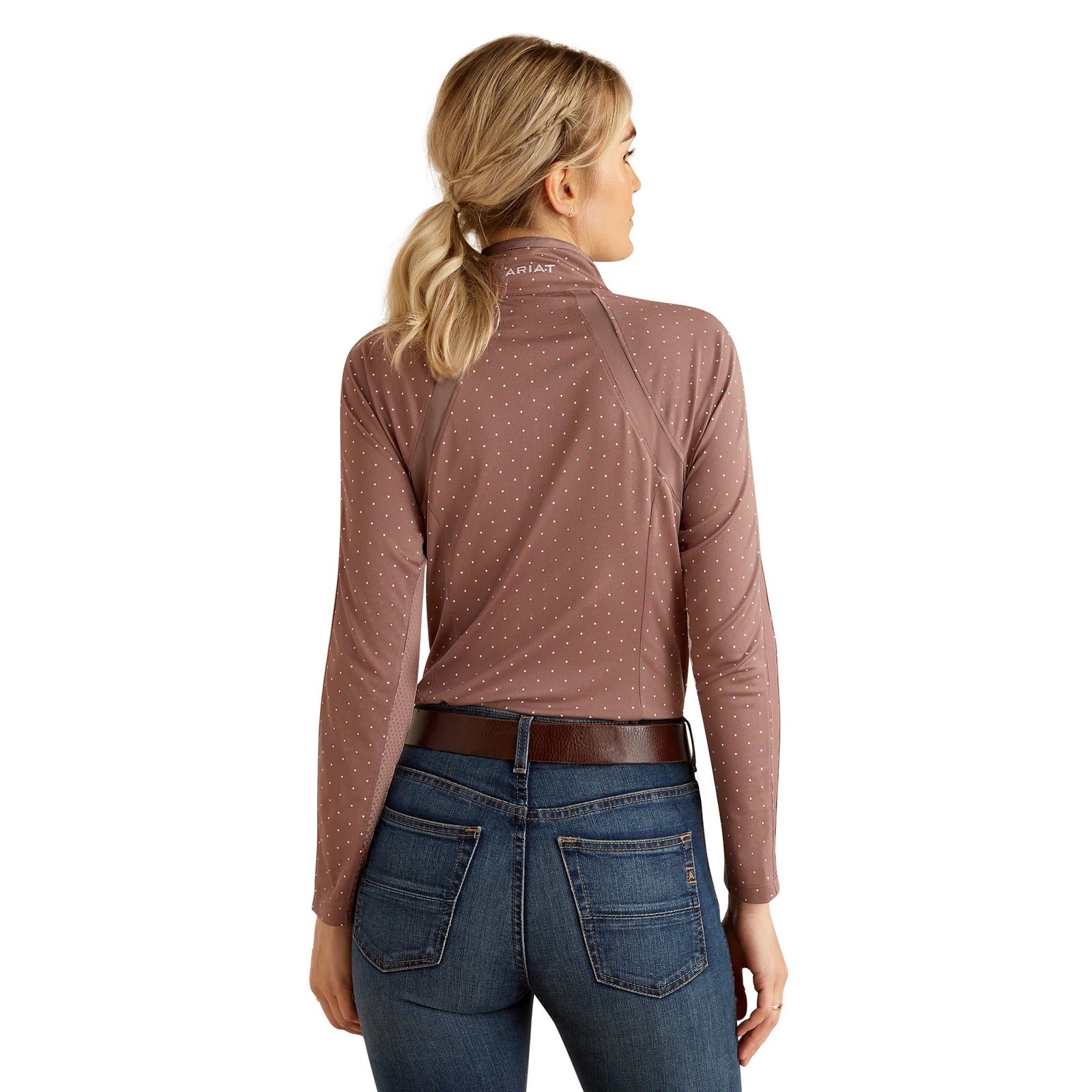 Ariat Wms Sunstopper 3.0 1/4 Zip Twilight Mauve Dot- Black Friday Sales
