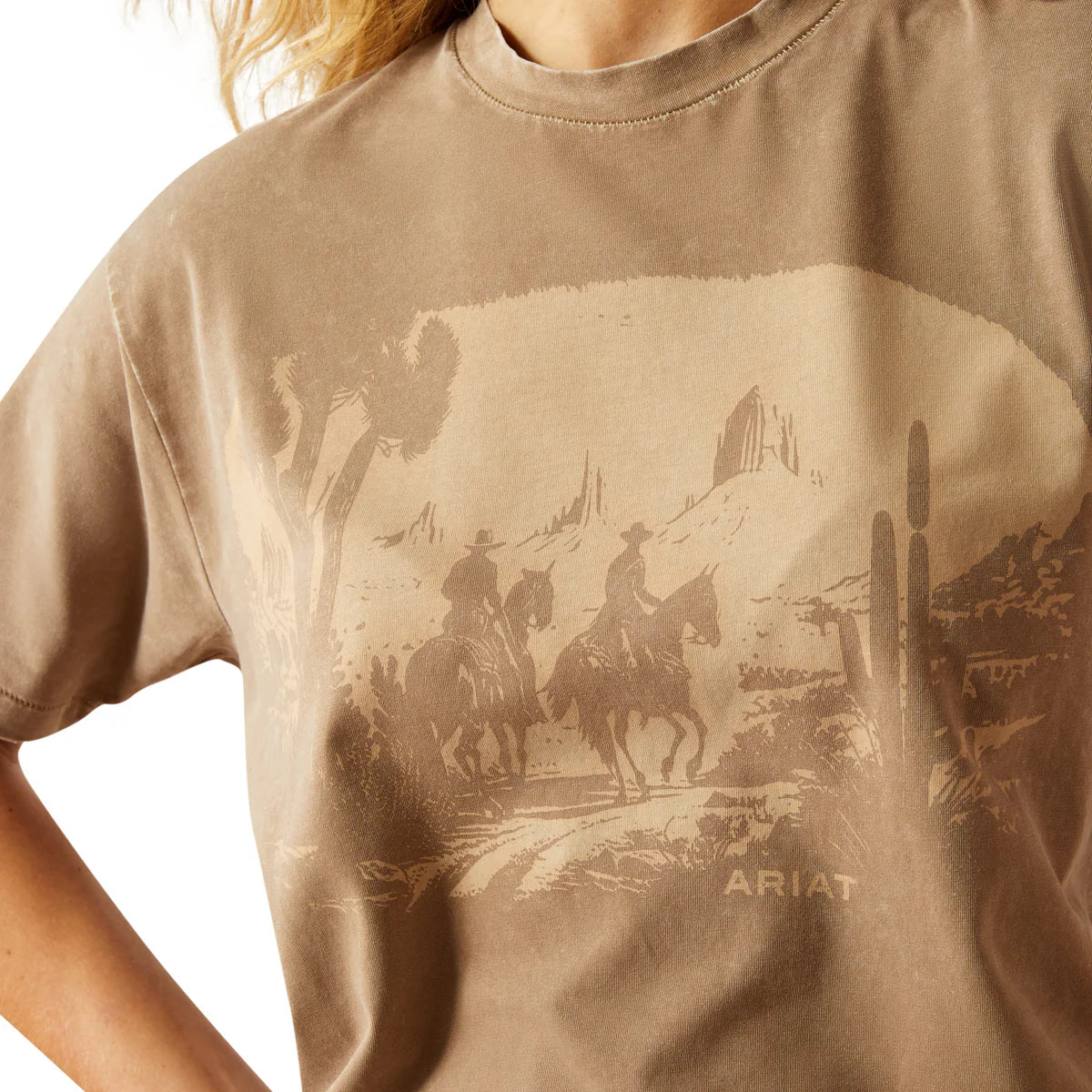 Ariat Wms Western Mural SS Tee Washed Greige