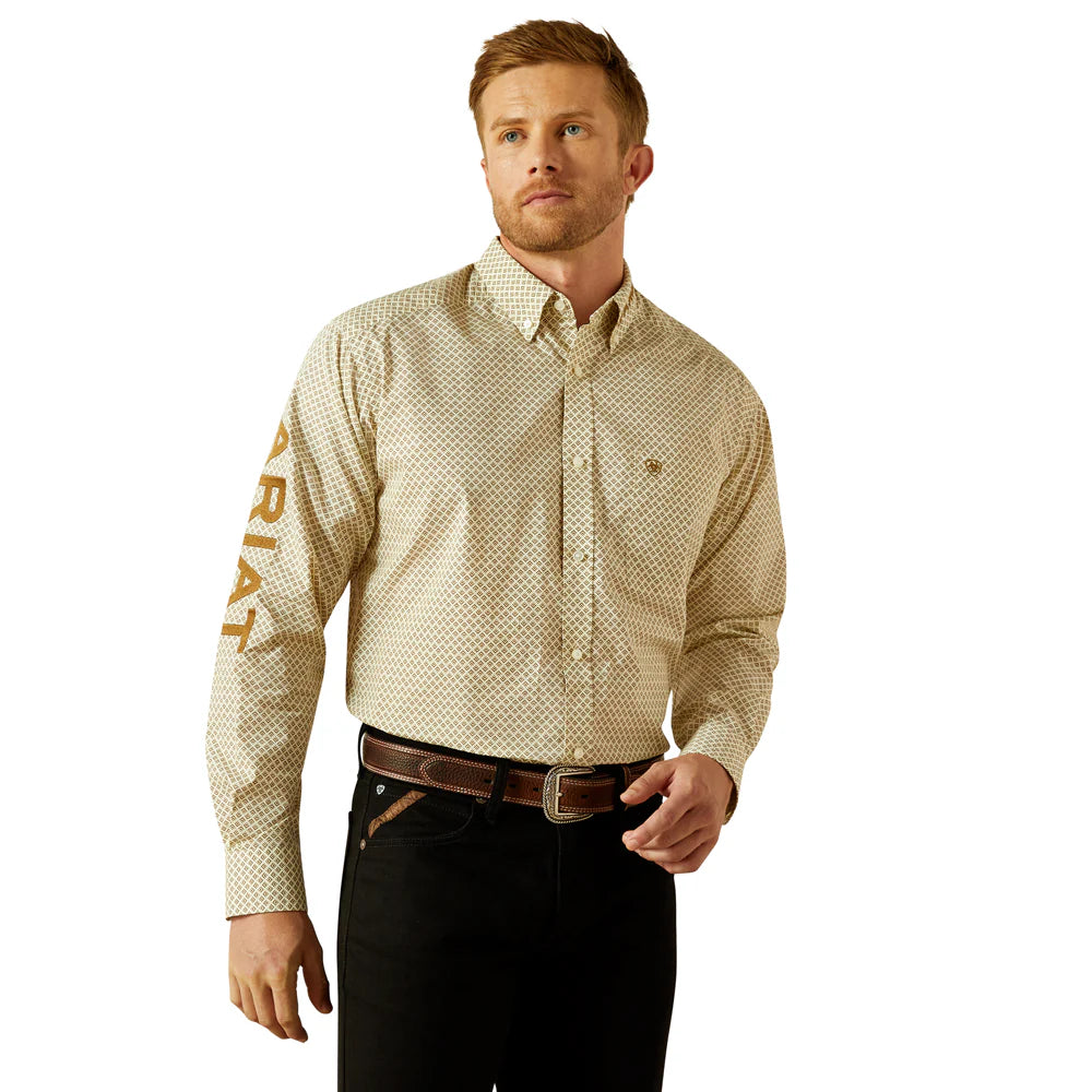 Ariat Mns Team Pierce LS Shirt Cream/Light Brown