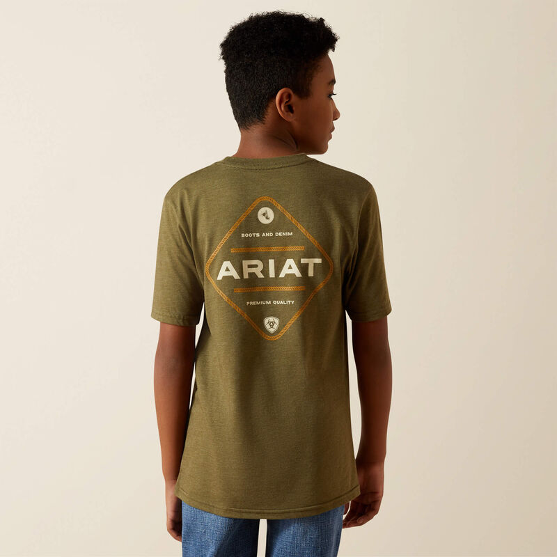 Ariat Bys Roped Diamond SS Tee Military Heather - EOFY Sale