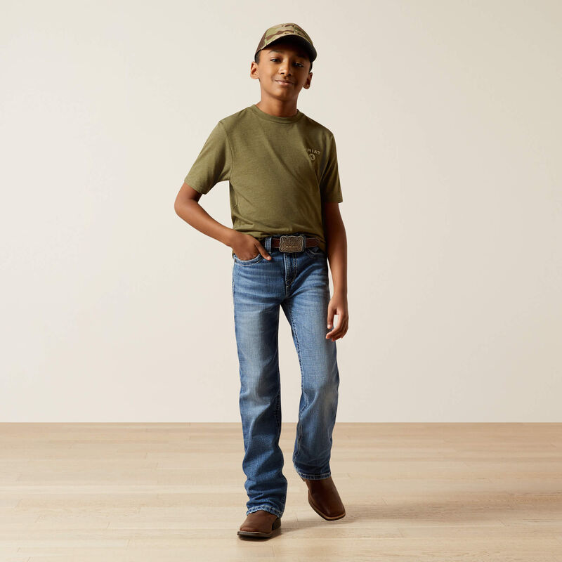 Ariat Bys Roped Diamond SS Tee Military Heather - EOFY Sale
