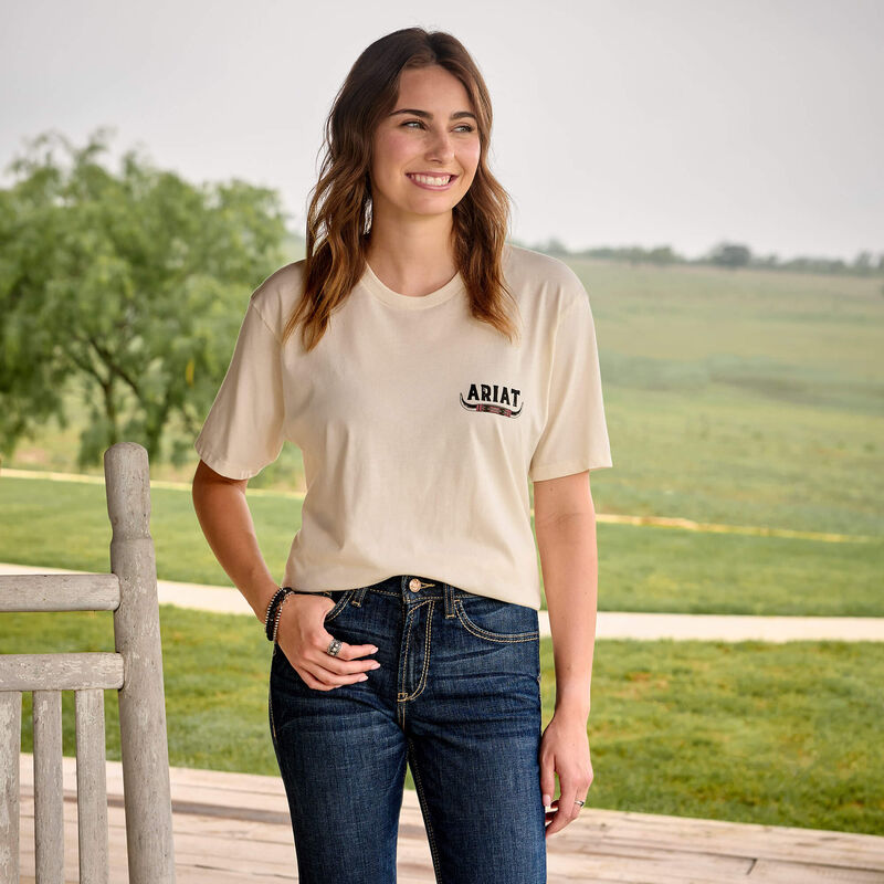 Ariat Wmns Bull Horns SS Tee Natural