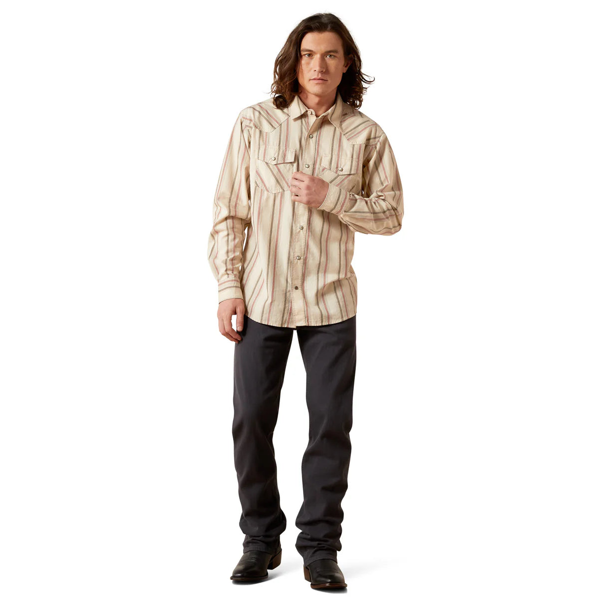 Ariat Mns Hines Rero Snap LS Shirt Off White