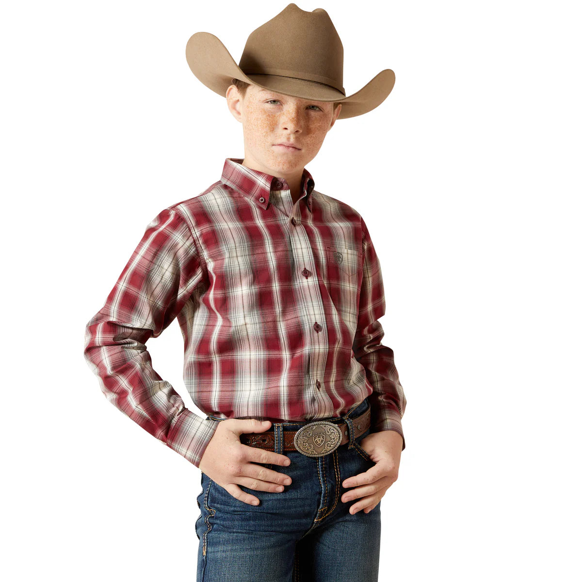 Ariat Bys Pro Series Tillman LS Shirt Dark Red