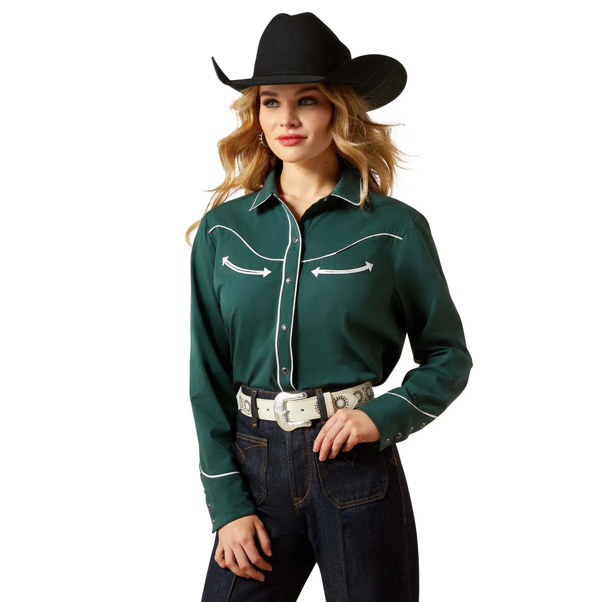 Ariat Wms Mirrorball Snap LS Blouse Pine Grove