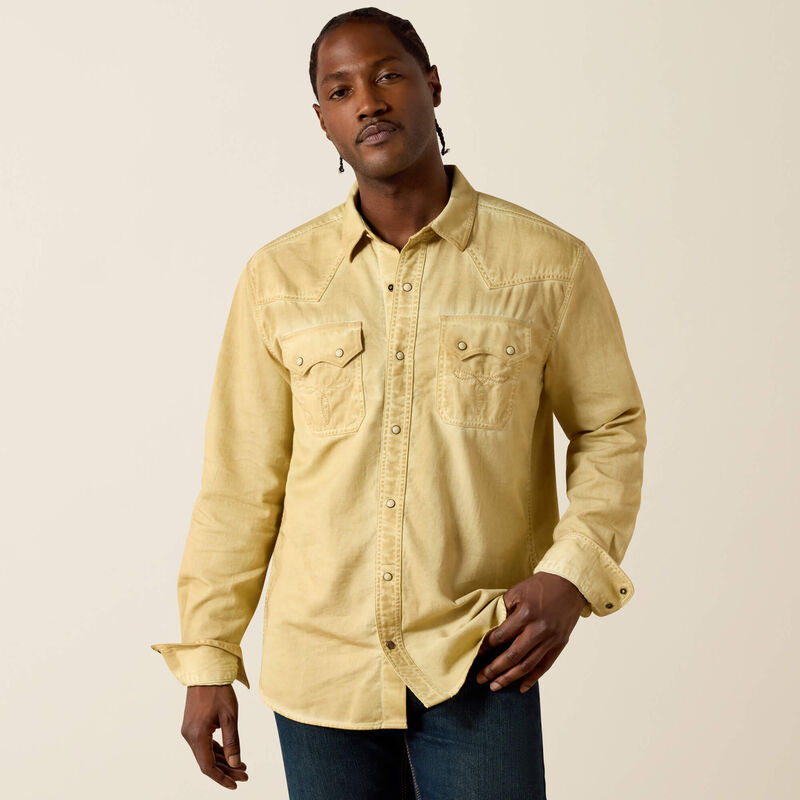 Ariat Mns Retro Hartigan Fitted Snap LS Shirt Off White