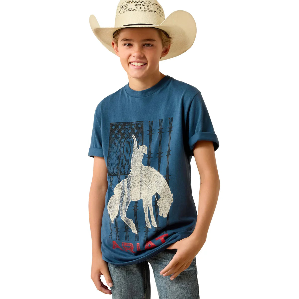 Ariat Bys Flag Bronco SS Tee Key Largo