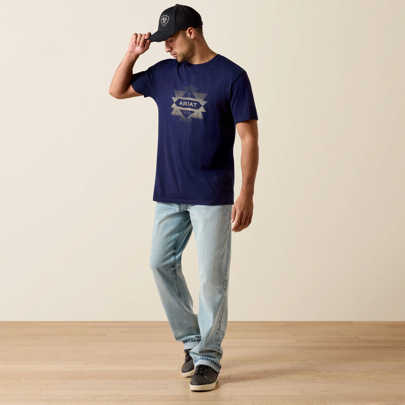 Ariat Mns Clean Southsense Icon SS Tee Classic Blue