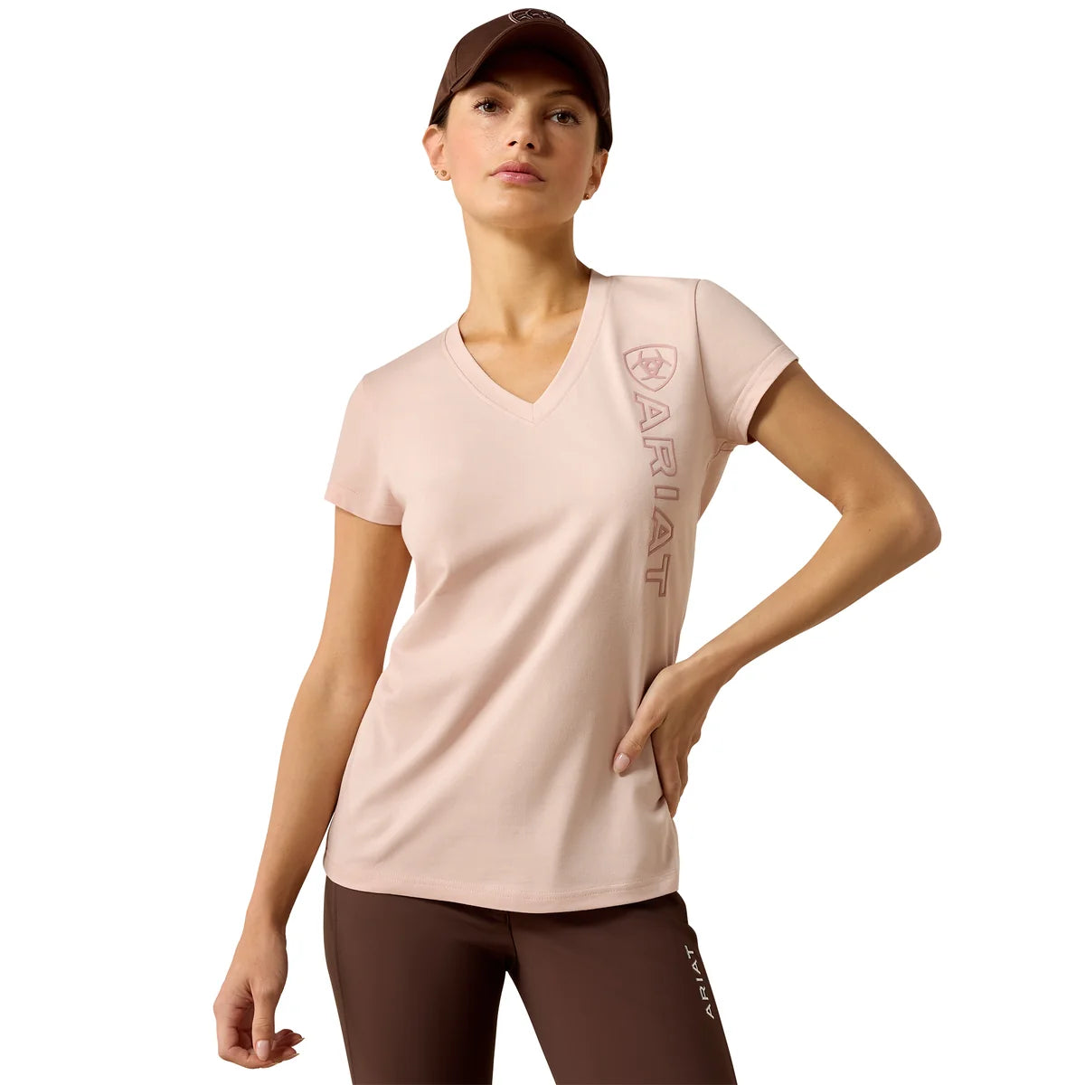 Ariat Wms Vertical Logo SS Tee Sepia Rose