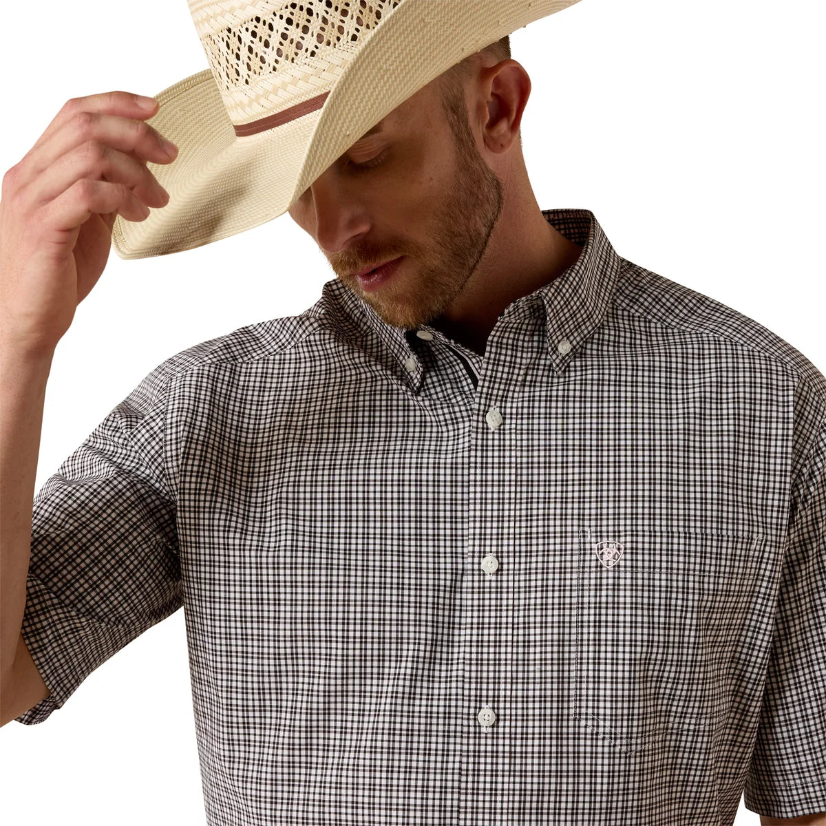 Ariat Mns Pro Series Tommie Classic Fit SS Shirt Black Plaid