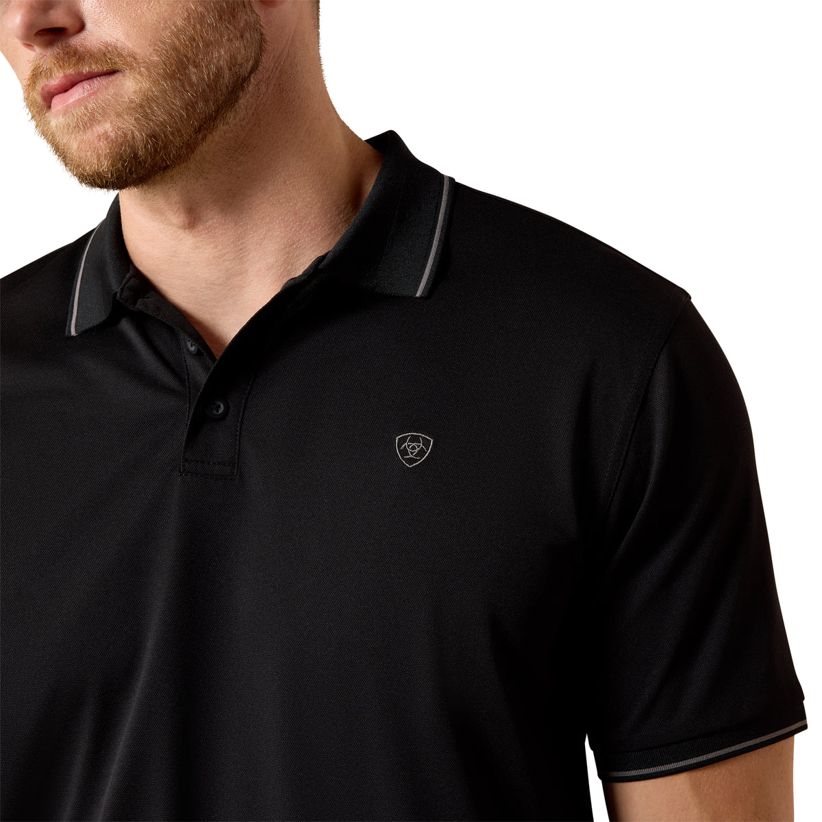 Ariat Mns Logo Fitted Polo Black