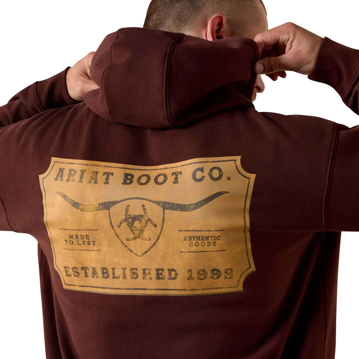 Ariat Mns Shield Steerhead Hoodie Brown