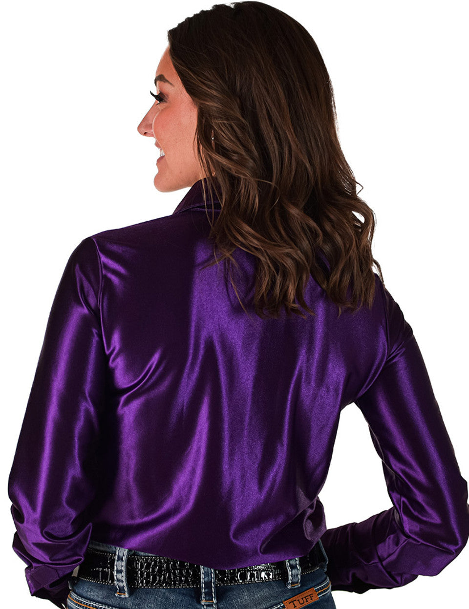 Cowgirl Tuff Pullover Button Up Prince Purple Satin