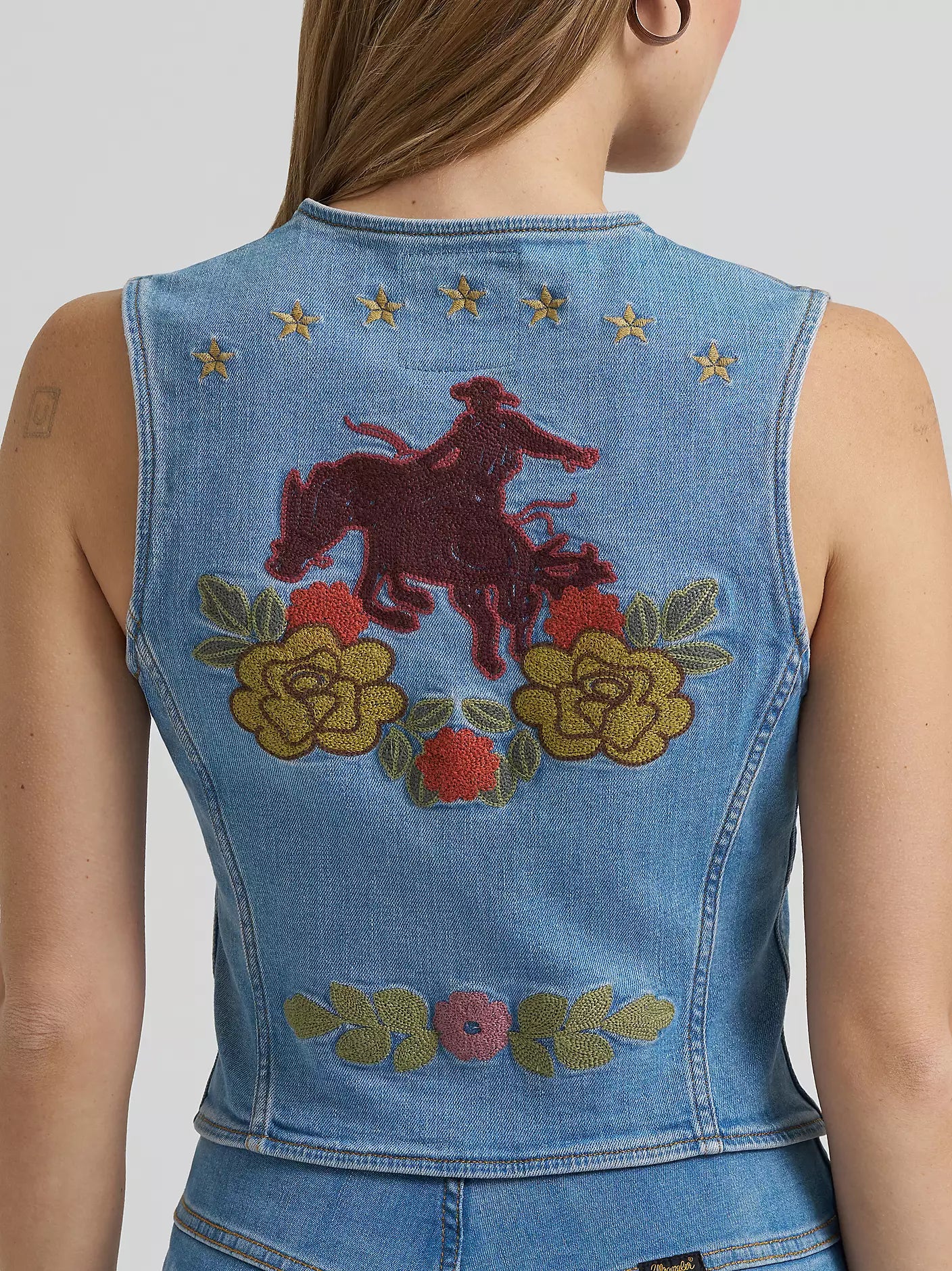 Wrangler X Lainey Wilson Embroidered Denim Vest - Lainey Wilson Prono