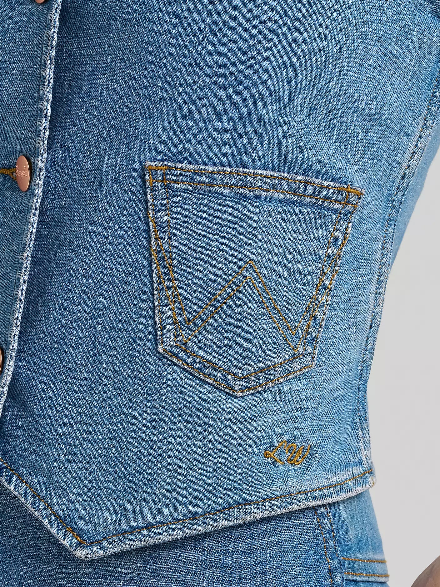 Wrangler X Lainey Wilson Embroidered Denim Vest - Lainey Wilson Prono