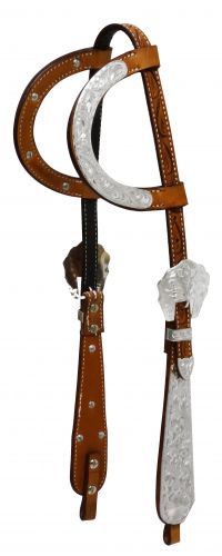 Showman Tooled Leather Bridle with Engraved Silver