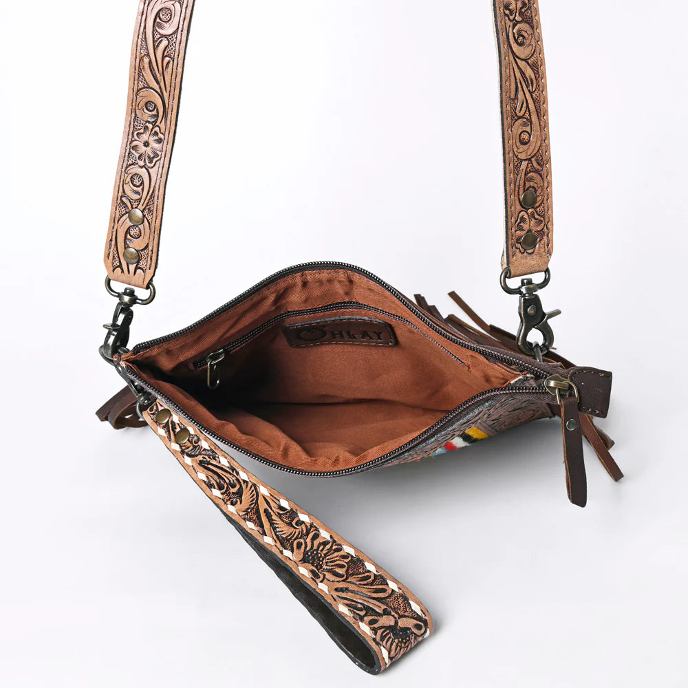 Ohlay Saddle Blanket Tooled Leather Clutch - EOFY Sale