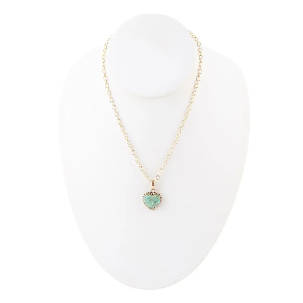 Turquoise Heart Pendant and Bronze Necklace