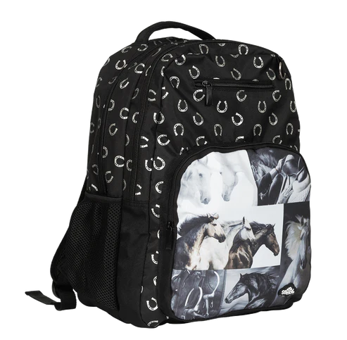 Spencil Big Kids Backpack - Black and White Horses