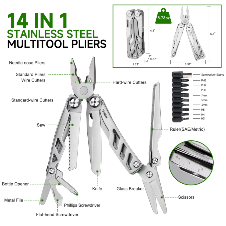 NexTool Flagship Max 14-in-1 Multi-Tool with Bit Kit & Nylon Belt Pouch