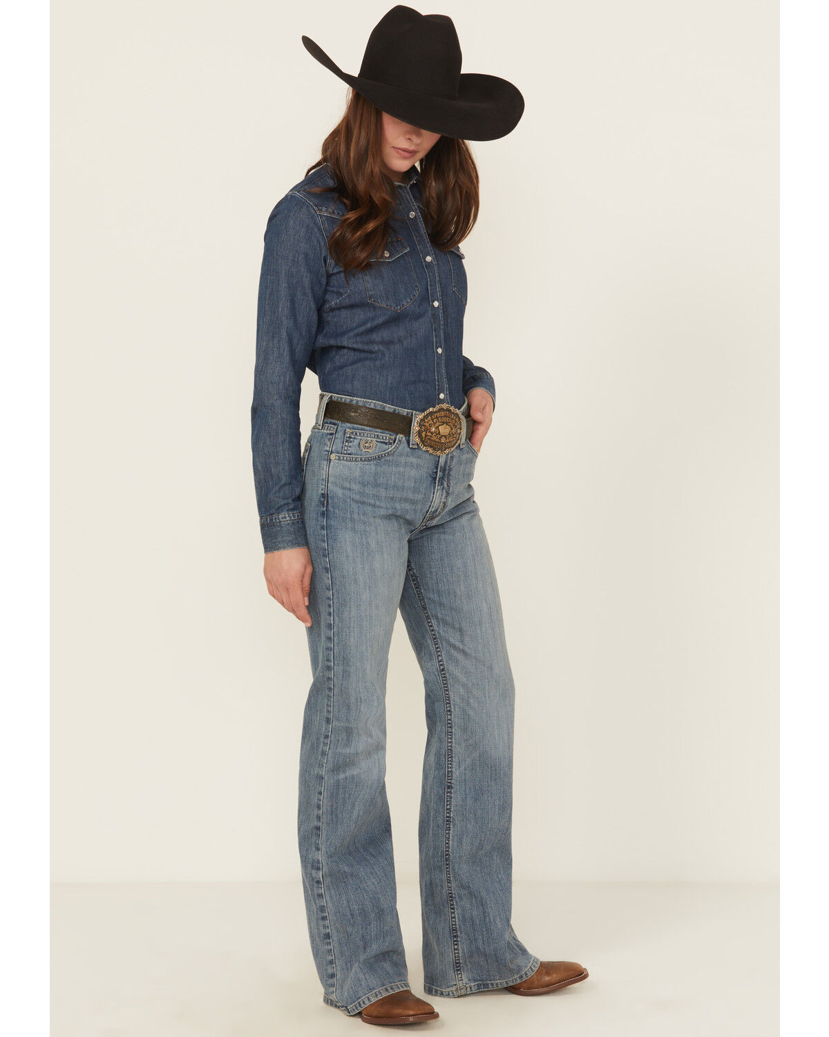 Cinch Wmns Tatum Medium Wash High Rise Easy Fit Trouser