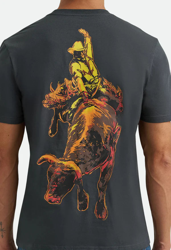 Wrangler Mns Bucking Cowboy Back Graphic T Shirt