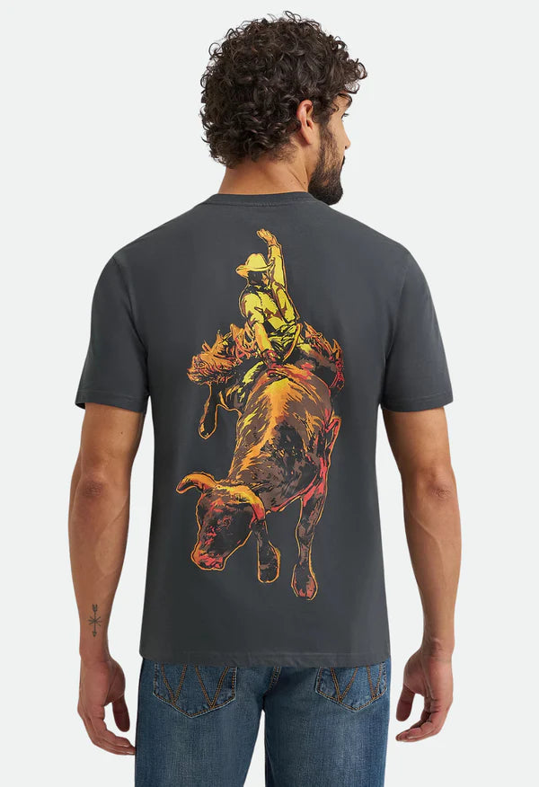 Wrangler Mns Bucking Cowboy Back Graphic T Shirt
