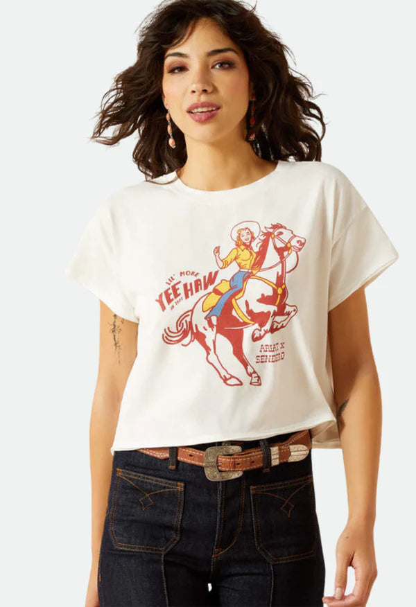 Ariat Wms Sendero Yeehaw SS Tee White