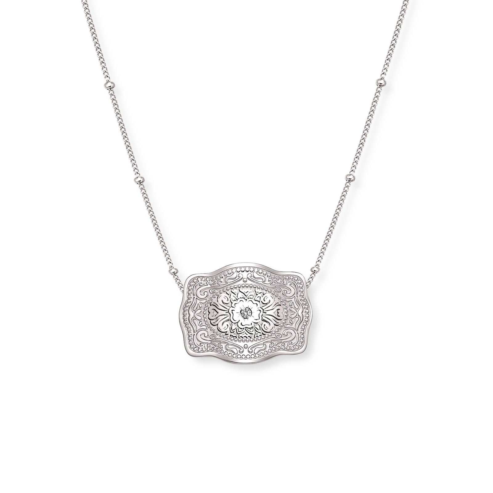 Spur West Mini Belt Buckle Necklace Curb 16in 2in Extender - Amelia Rose