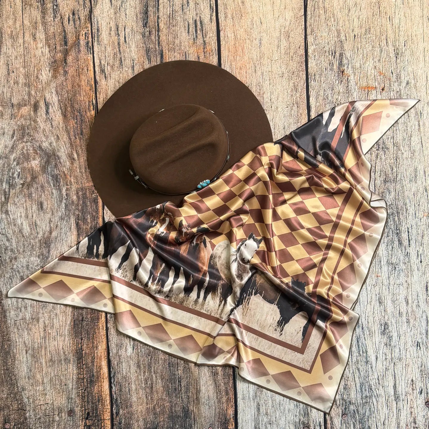 Horses Print Silk Scarf