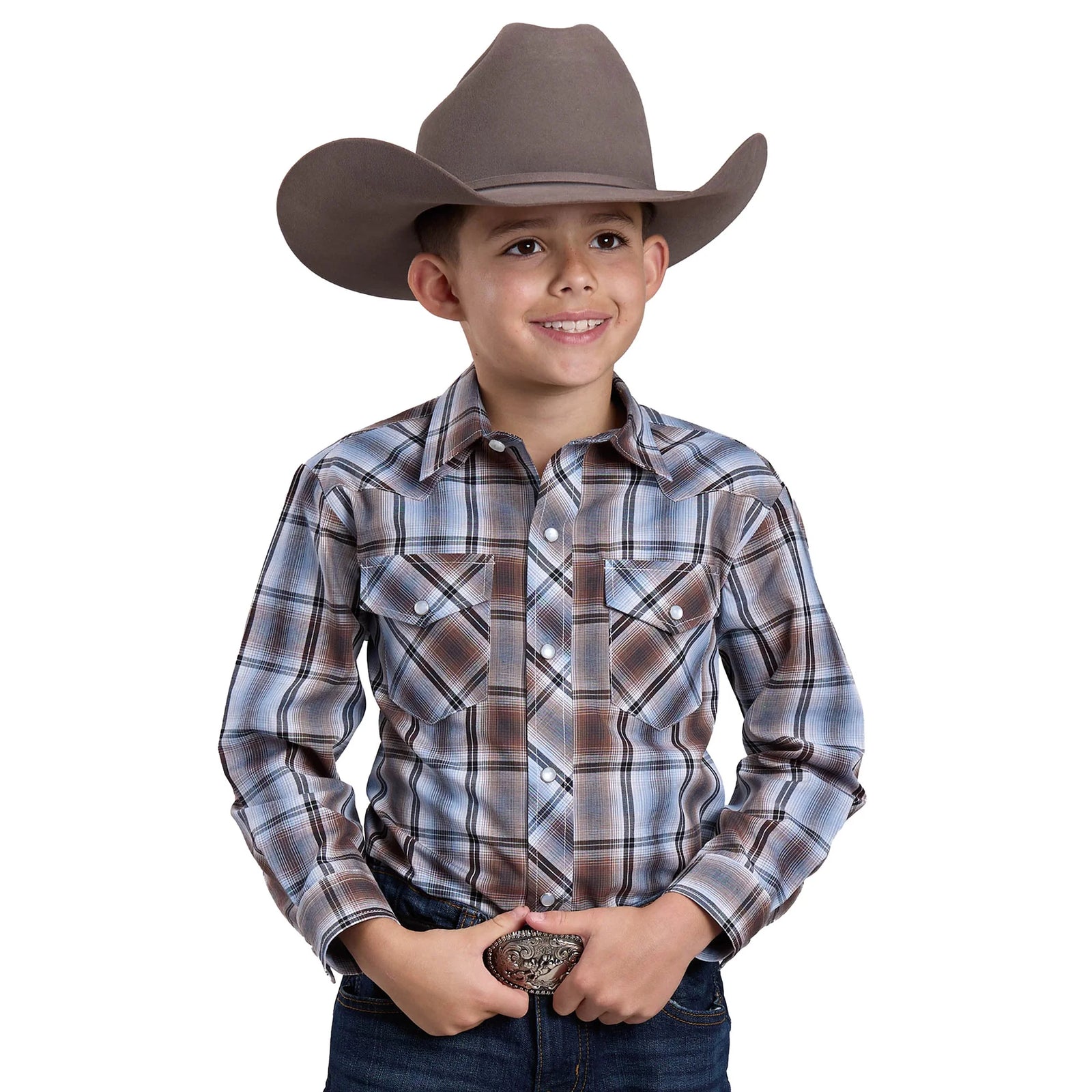 Roper Bys Karman Classic Collection LS Shirt Plaid Brown