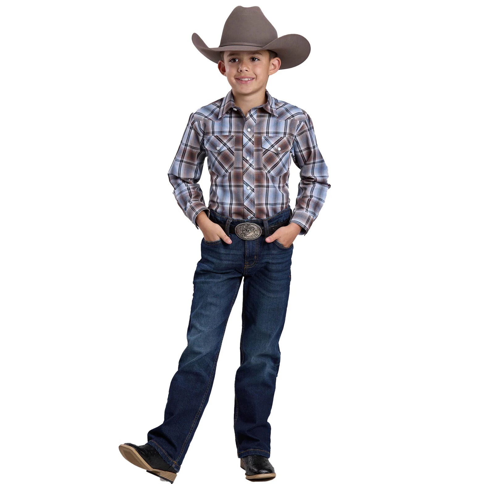 Roper Bys Karman Classic Collection LS Shirt Plaid Brown