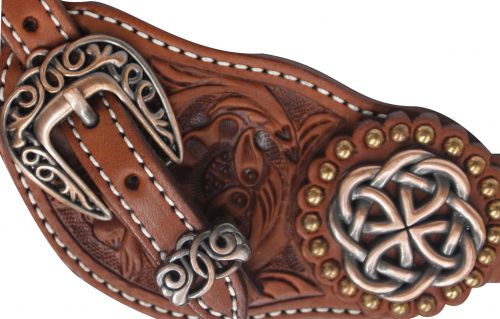 Showman Leather Celtic Knot Spur Straps