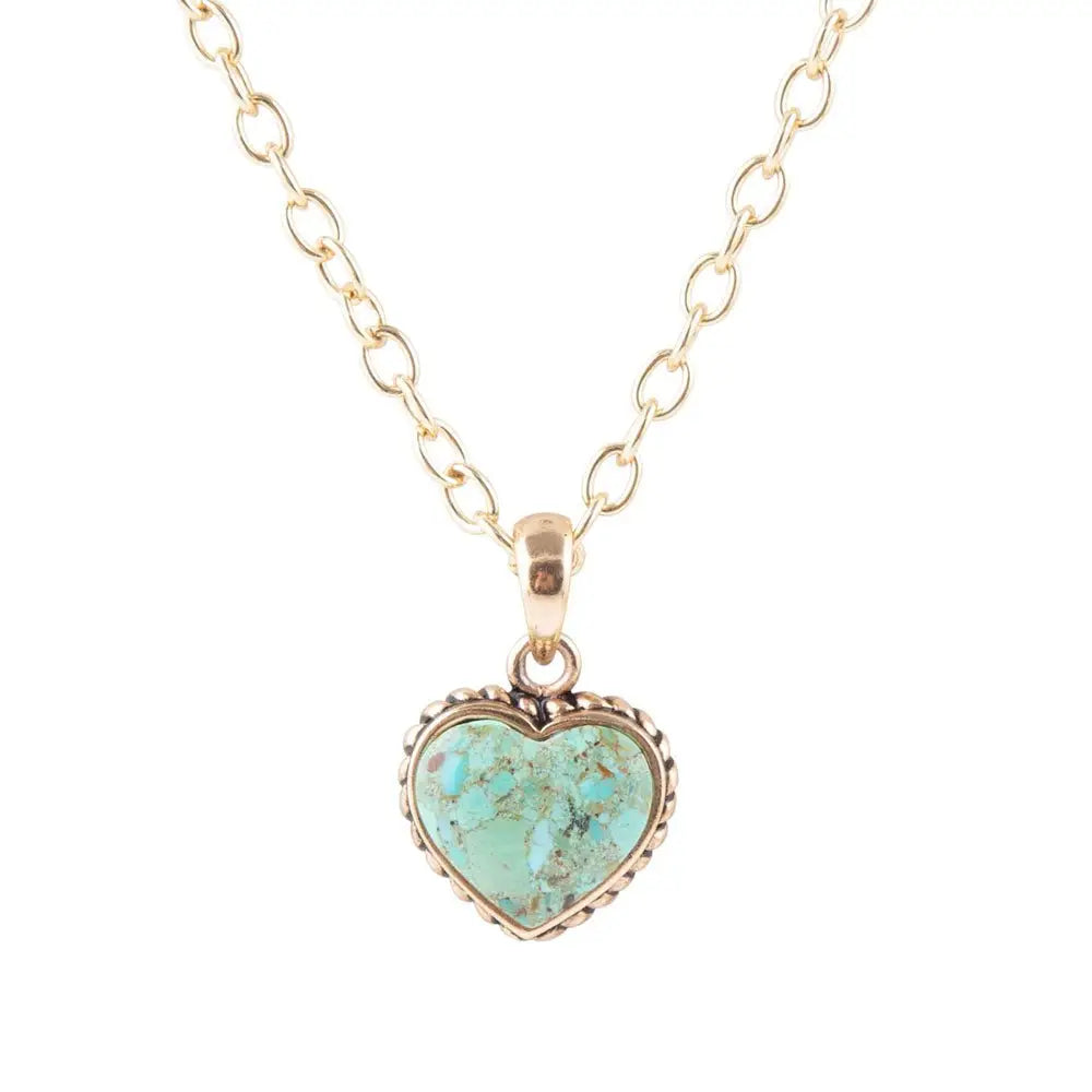 Turquoise Heart Pendant and Bronze Necklace